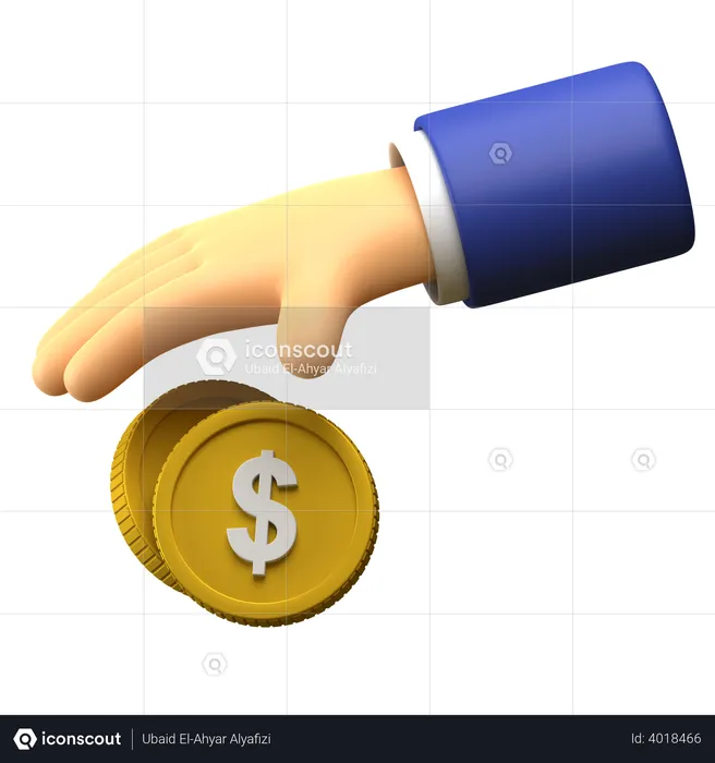 Giving Dollar coin  3D Illustration
