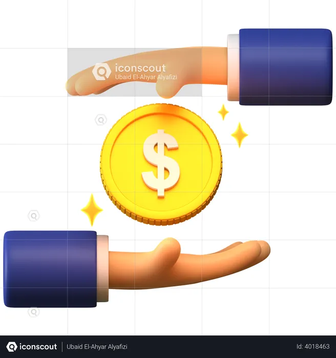Giving Dollar coin  3D Illustration