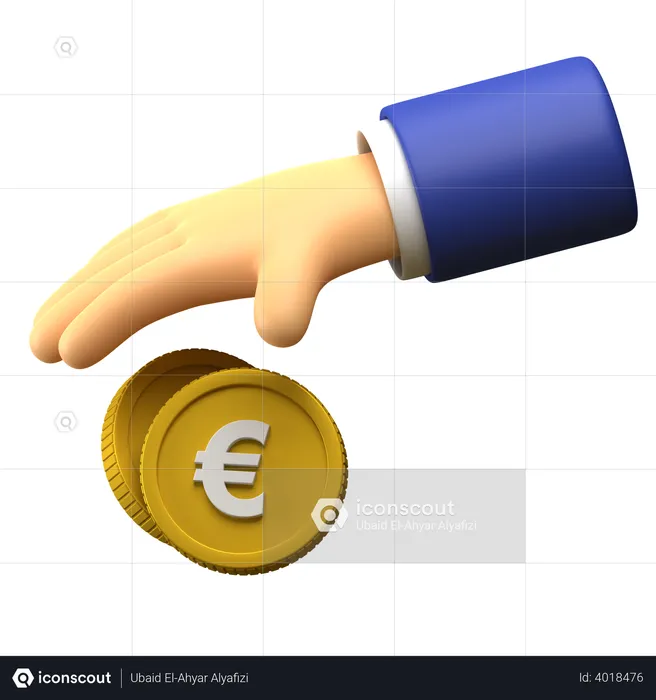 Giving Euro coin  3D Illustration
