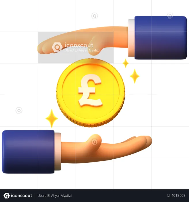 Giving Pound coin  3D Illustration