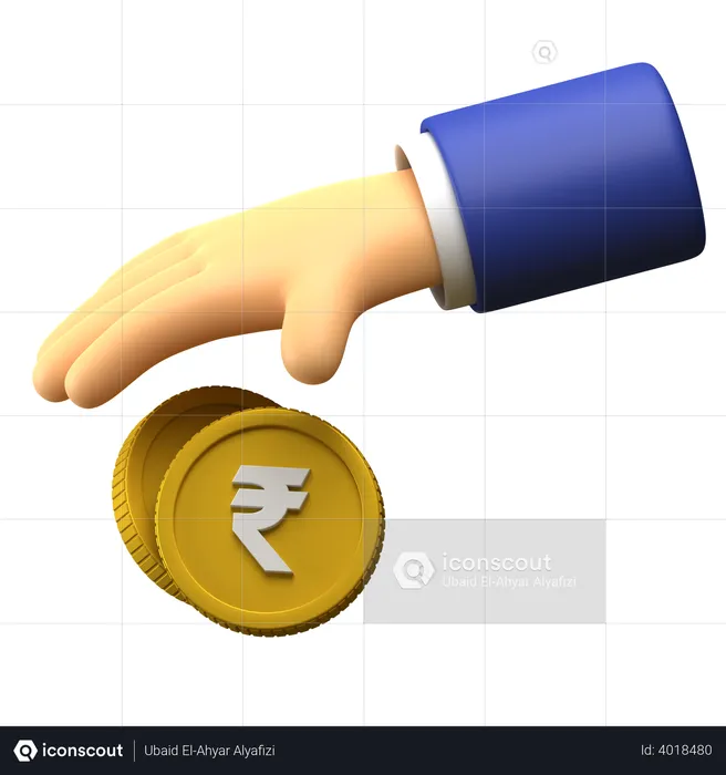 Giving Rupee coin  3D Illustration