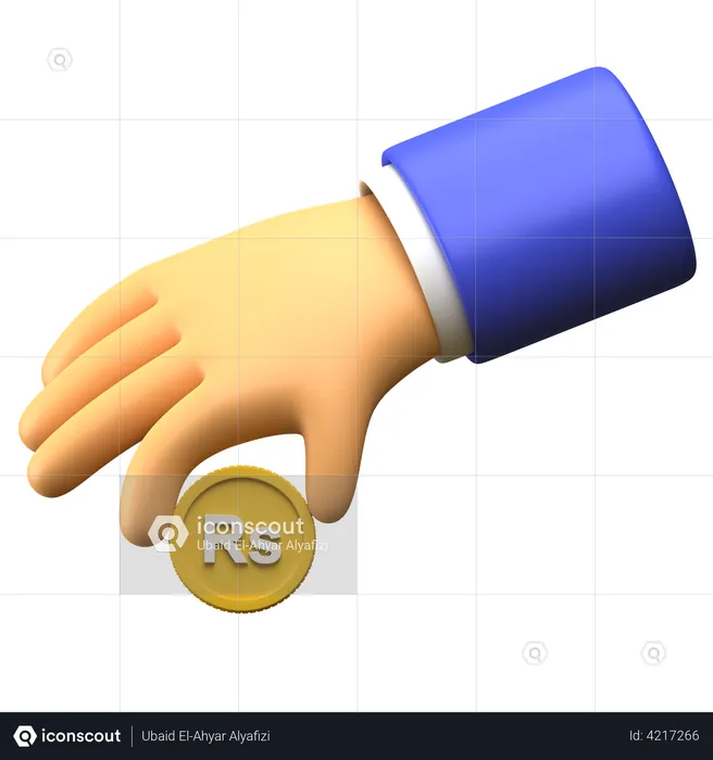 Giving Sri Lankan Rupee Coin  3D Illustration