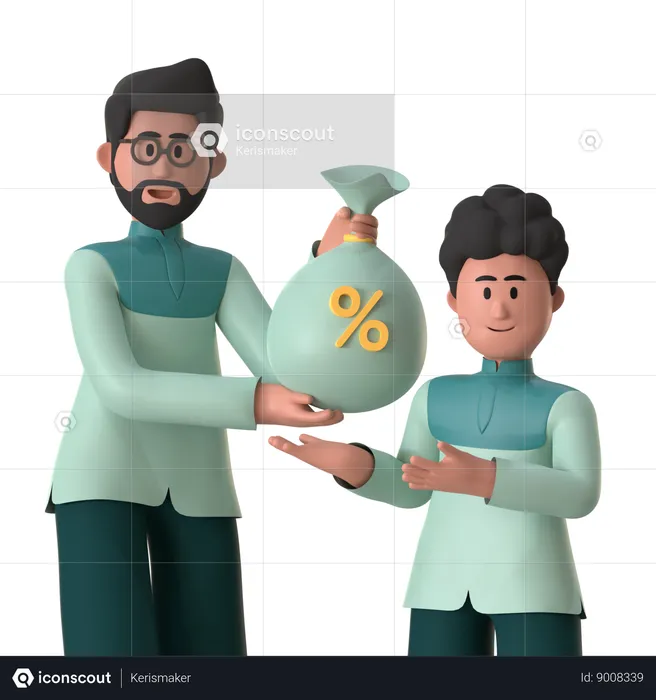 Giving Zakat  3D Illustration