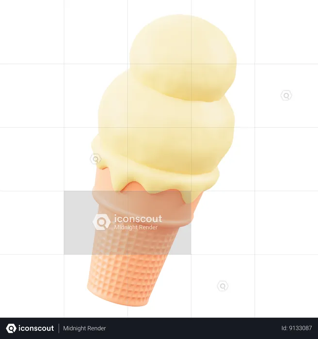 Glace à la vanille  3D Icon