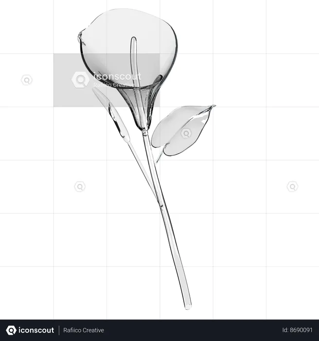 Glass Calla Lily Flower  3D Icon