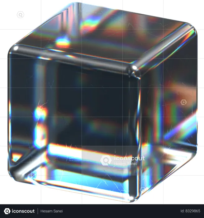 유리 큐브  3D Icon