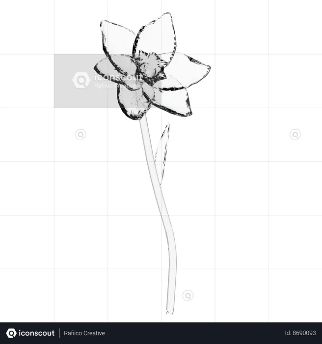 Glass Daffodil Flower  3D Icon