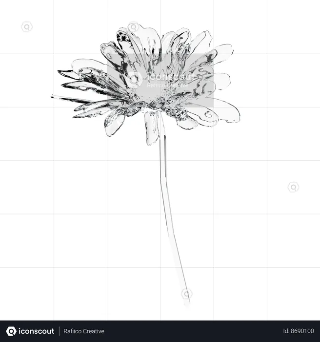 Glass Daisy Flower  3D Icon