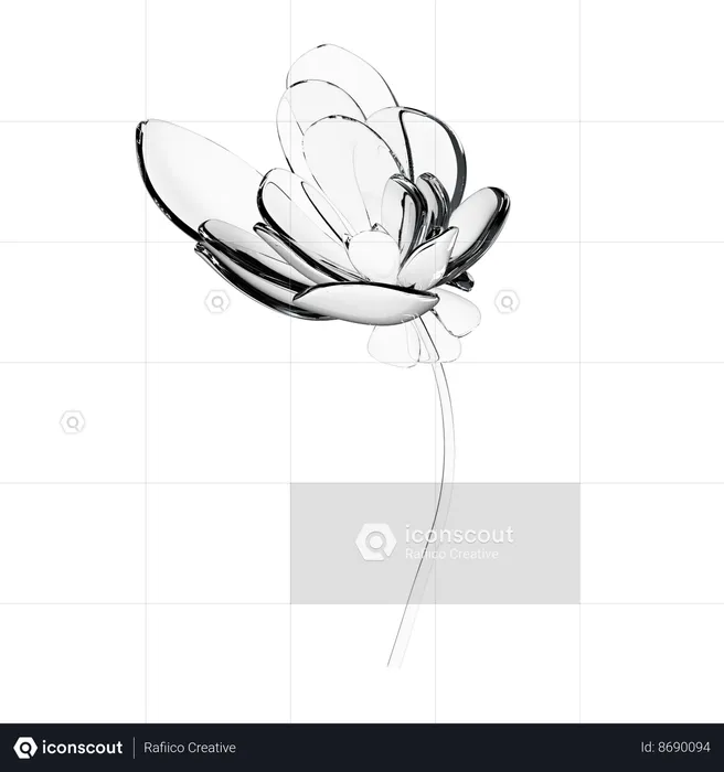 Glass Magnolia Flower  3D Icon