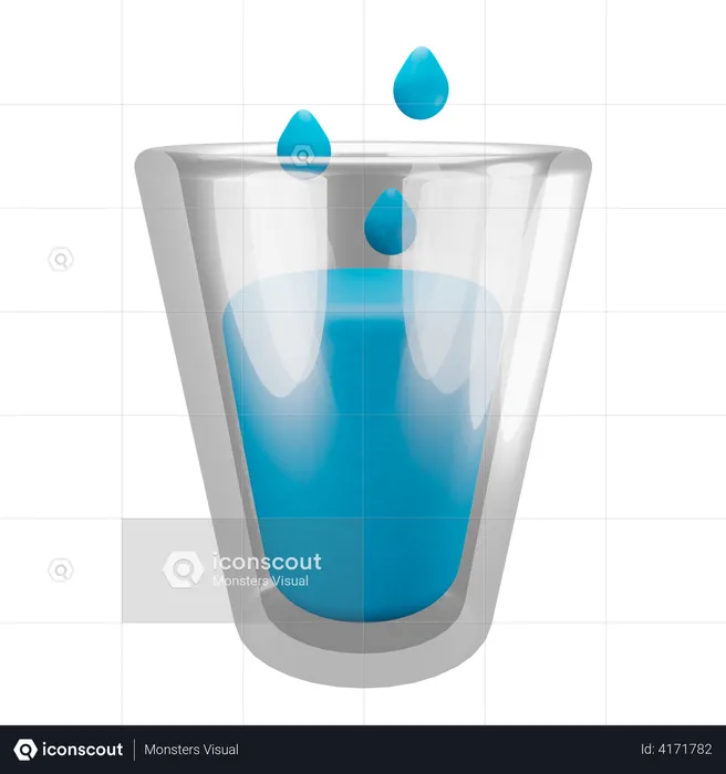 Glass of water  3D Illustration