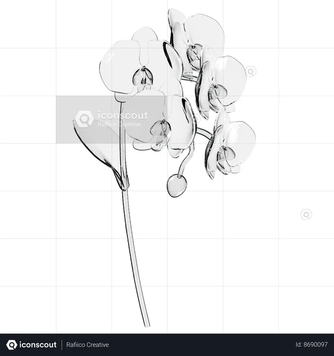 Glass Orchid Flower  3D Icon