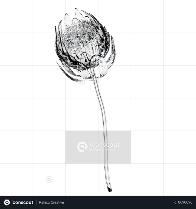 Glass Protea Flower  3D Icon