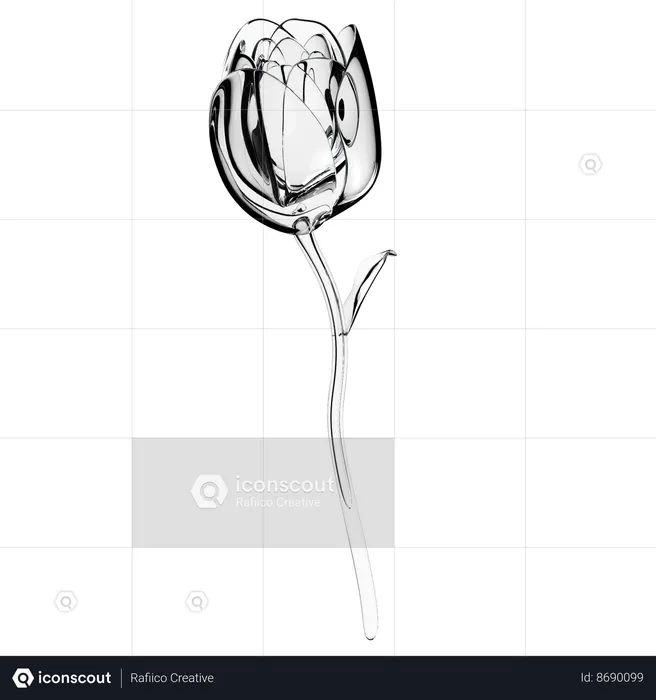 Glass Tulip Flower  3D Icon