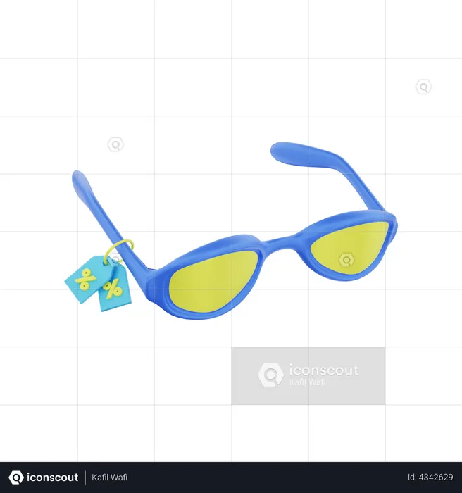 Glasses With Discount Tag  3D Illustration