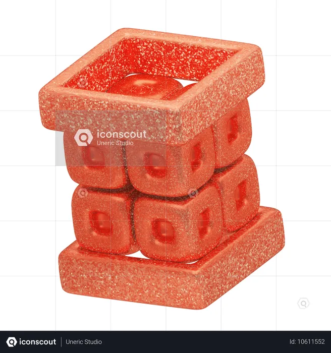 Glitter Abstract Coral Geometric Grid  3D Icon