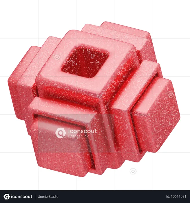 반짝이는 추상 빨간색 모듈형 구조  3D Icon