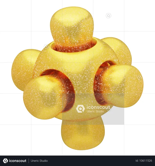 Núcleo de átomo dourado abstrato brilhante  3D Icon