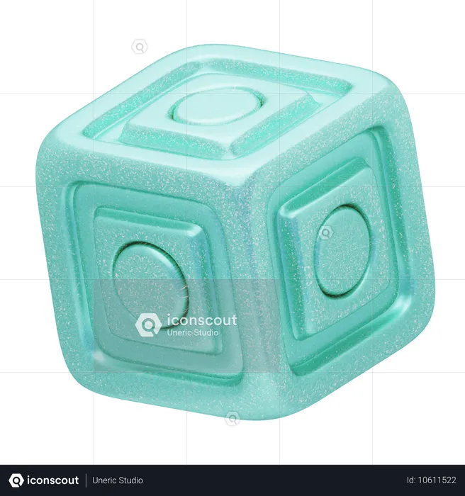 Cubo geométrico abstrato de menta com glitter  3D Icon