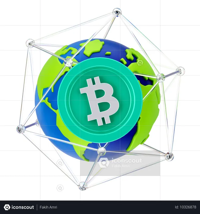 Global Bitcoin  3D Icon