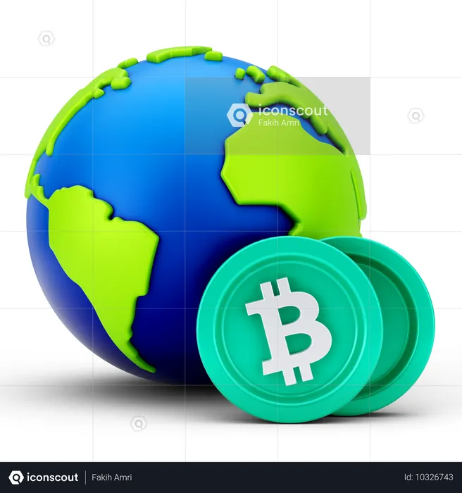 Global Bitcoin  3D Icon