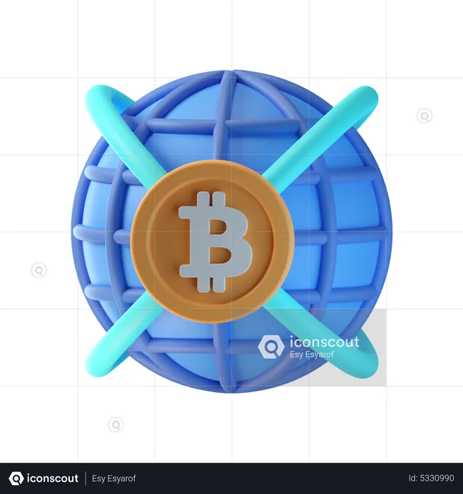 Global Bitcoin  3D Icon