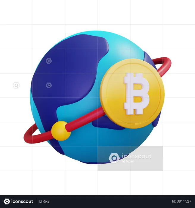 Global Bitcoin  3D Illustration