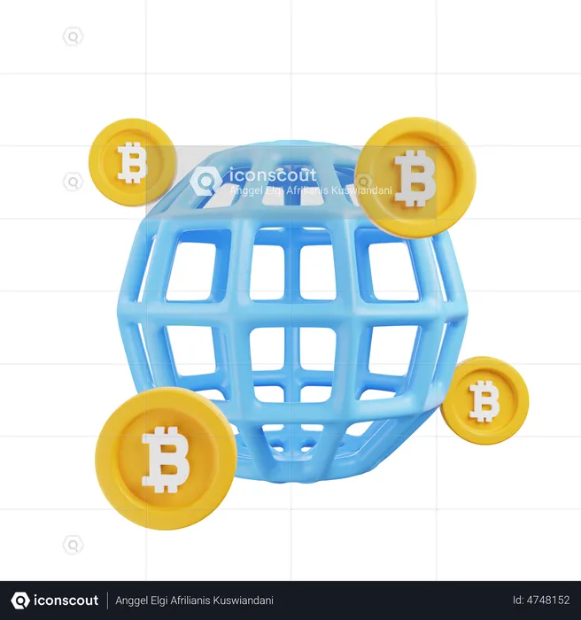 Global Bitcoin  3D Illustration