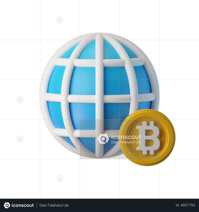 Bitcoin mondial  3D Icon