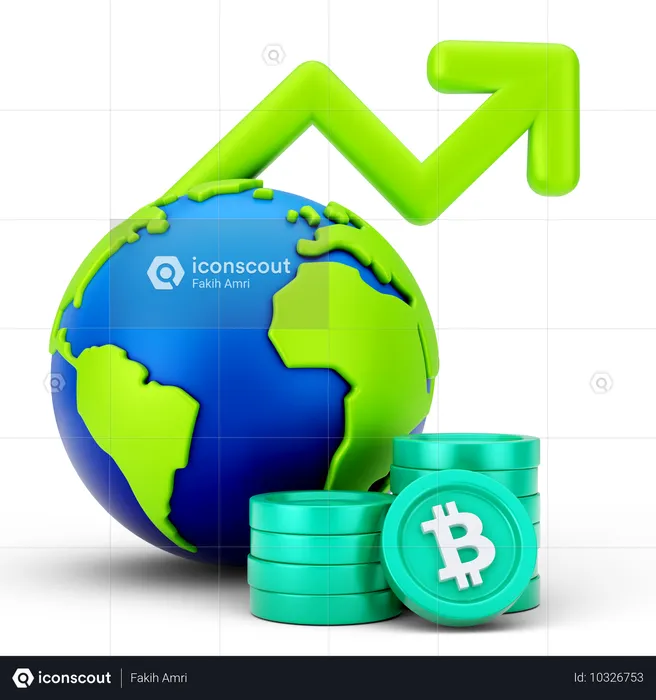 Global Bitcoin Growth  3D Icon