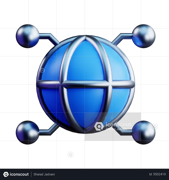 Global Blockchain  3D Icon