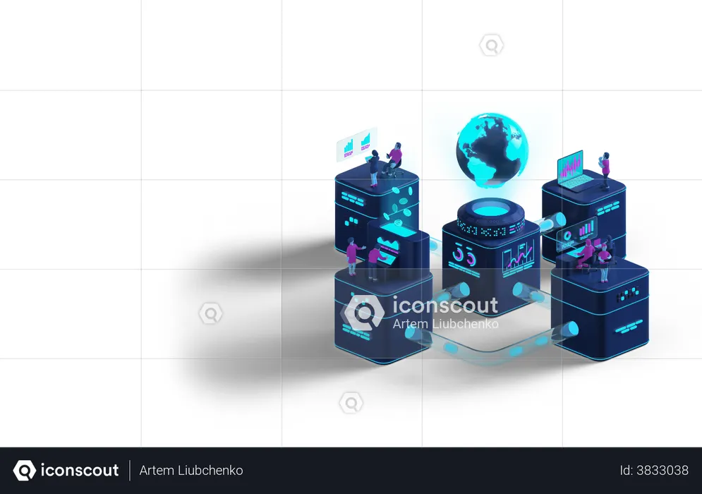 Global Cloud Connection  3D Illustration