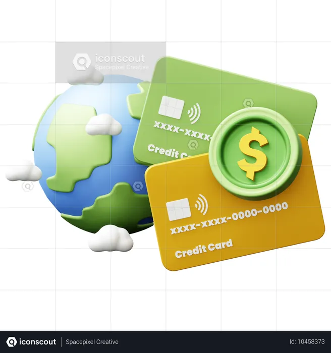 Global Credit Card  3D Icon