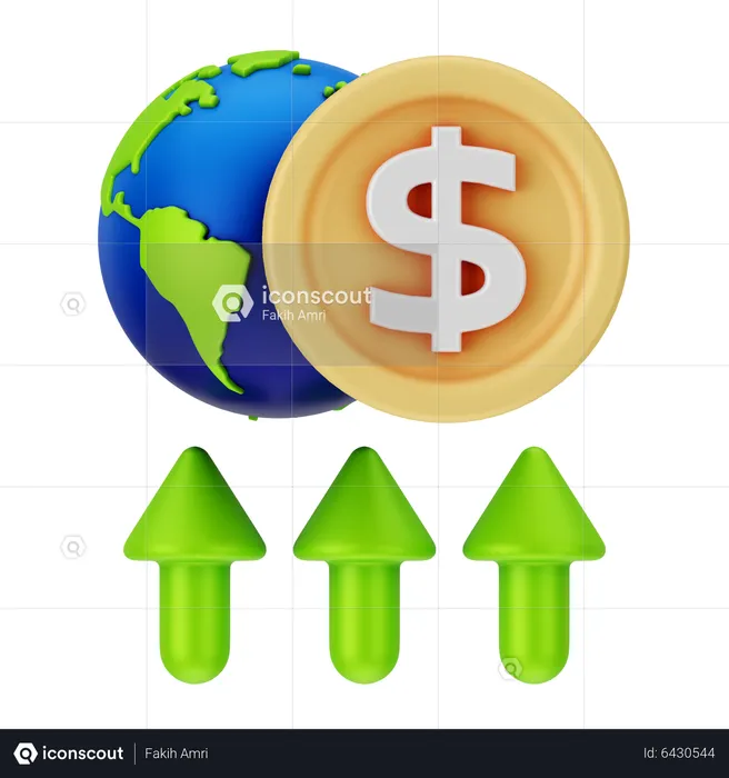 Global Currency Growth  3D Icon
