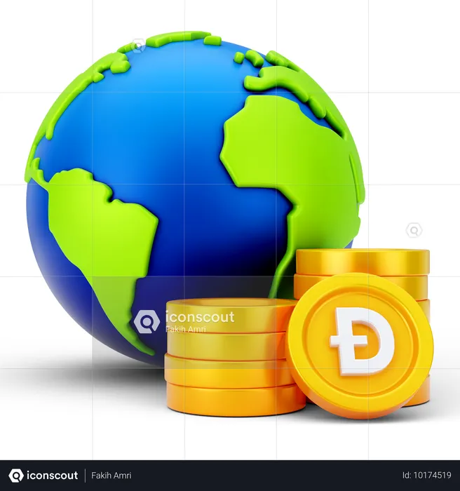 Dogecoin global  3D Icon