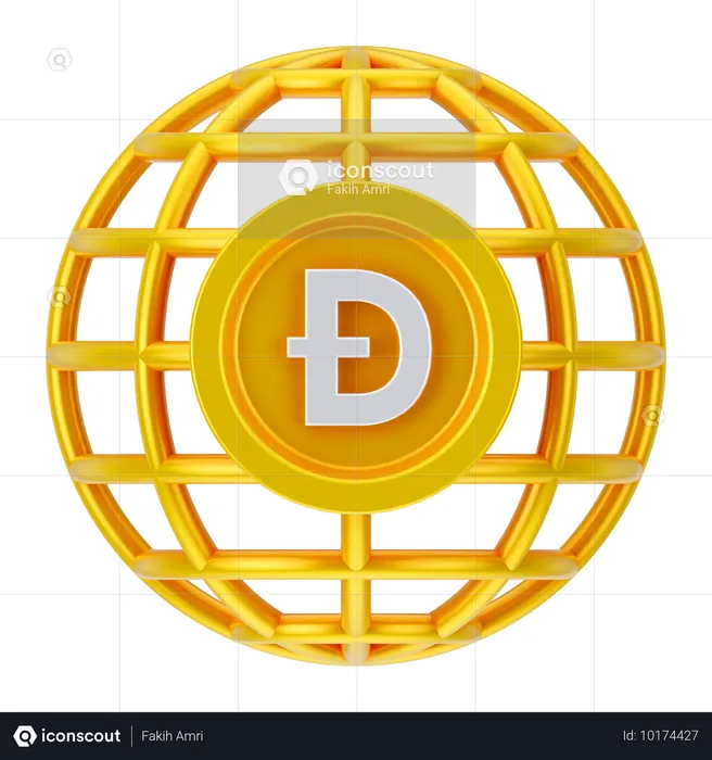 Dogecoin global  3D Icon