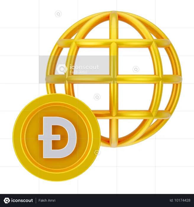 Globaler Dogecoin  3D Icon