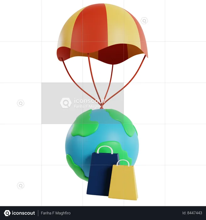 Global E-commerce Shopping  3D Illustration