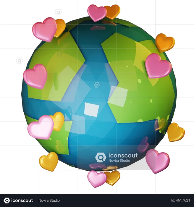 Global Ecological Love  3D Illustration