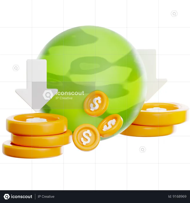 Global Economy Drop  3D Icon