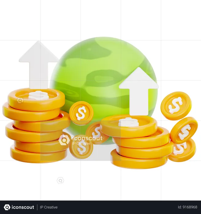 Global Economy Growth  3D Icon