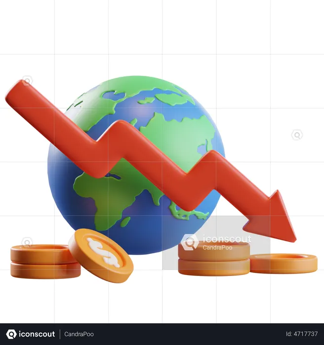 Global Economy Income Drop  3D Icon