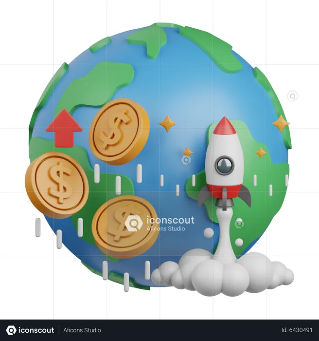 Global Economy Up  3D Icon