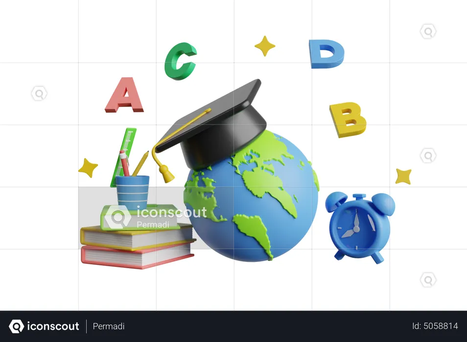 Global Education  3D Illustration