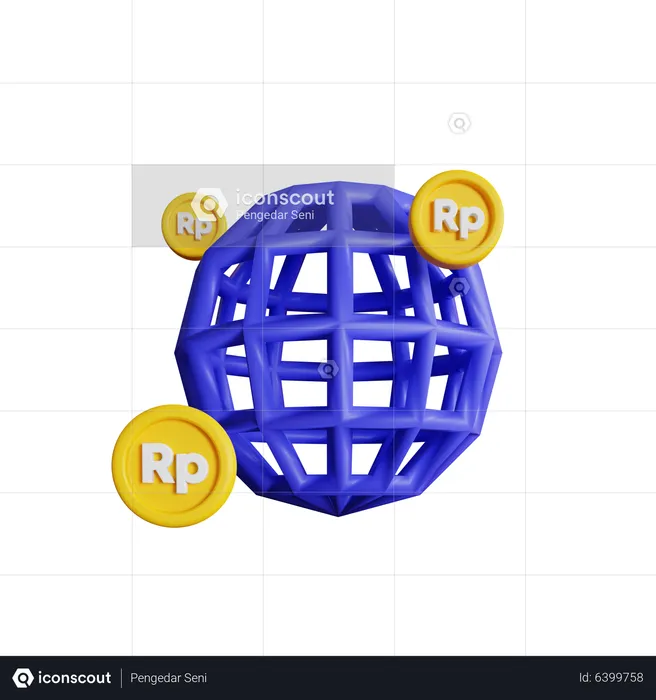 Global Indonesian Rupiah  3D Icon