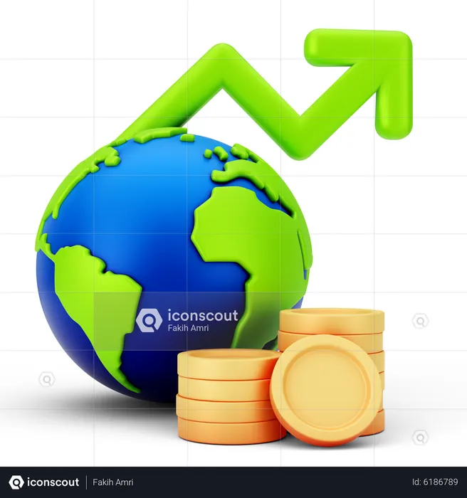 Global Money Growth  3D Icon