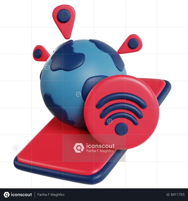 Global Satellite Mapping Technology  3D Icon
