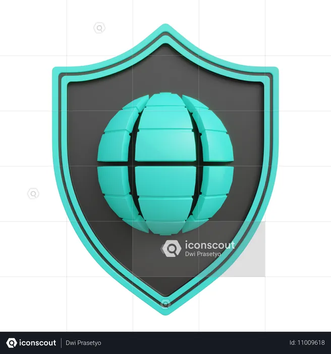 Global Secure Shield  3D Icon