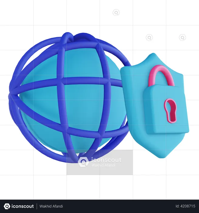 Global Security Lock  3D Illustration