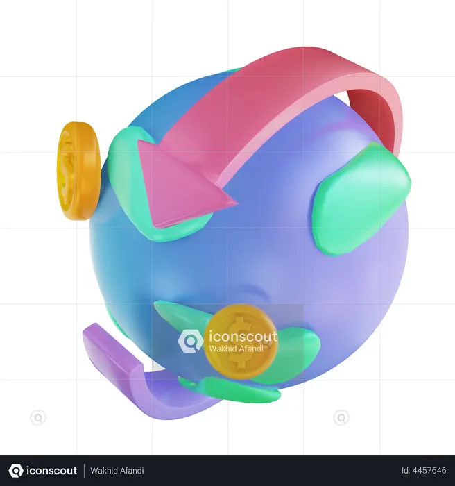 Global Transaction  3D Icon