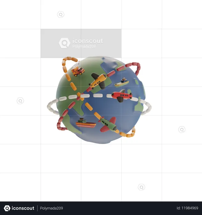 Global Transport Network  3D Icon
